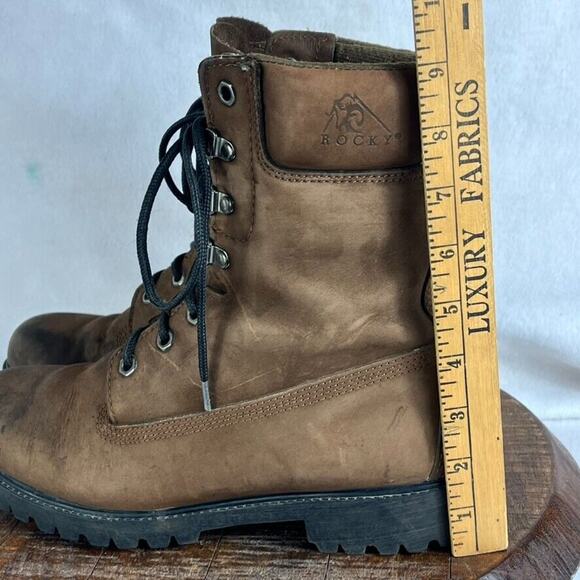 Rocky Boots 8" Mens 9.5 MW Brown Waterproof Insulated Work Thinsulate RB918 - Picture 10 of 12